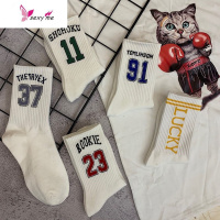 [5双]袜子情侣女中筒长袜ins潮纯潮流棉运动袜篮球袜 FISH BASKET袜子