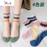 袜子女中筒袜ins潮夏季薄款玻璃丝红女袜彩虹水晶袜网袜女 FISH BASKET袜子