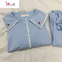 ins睡衣女棉公主风甜美清新两件套日系爱心少女可爱家居服 FISH BASKET