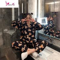 可爱情侣睡衣女棉学生韩版日系卡通小熊ins家居服男潮 FISH BASKET