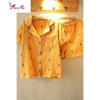 日系胡萝卜情侣睡衣男女棉纱布夏季短袖短裤薄款家居服 FISH BASKET