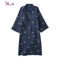 星空纱布情侣浴袍睡裙棉长袖日系男女和服睡袍棉睡衣 FISH BASKET