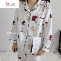 棉睡衣女可爱长袖ins日系情侣史努比卡通家居服 FISH BASKET