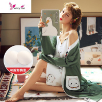 睡裙女士睡衣冬棉薄款春季两件可爱甜美睡袍服 FISH BASKET