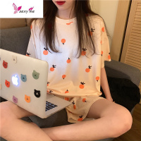 夏季2020新款可爱水果橘子短袖睡衣休闲家居服网红两件套女 FISH BASKET