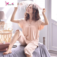 睡衣女夏季短袖裤莫代尔薄款中年妈妈家居服夏天大码两件 FISH BASKET