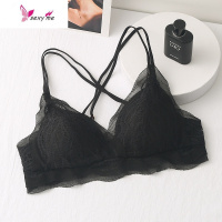 夏季运动内衣女无钢圈美背文胸小胸聚拢交叉蕾丝胸罩学生高中抹胸 FISH BASKET胸罩