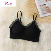 新款性感蕾丝边美背裹胸罩聚拢螺纹少女抹胸防走光吊带内衣潮 FISH BASKET胸罩