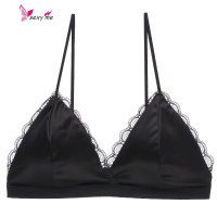 性感蕾丝内衣薄款三角杯黑色聚拢文胸法式无钢圈小胸少女 FISH BASKET胸罩