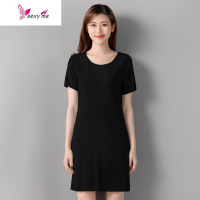 睡衣莫代尔短袖女打底裙中长款大码宽松薄款连衣裙睡裙家居服 FISH BASKET