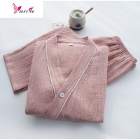 日式和服睡衣男女式棉纱布水洗竹节棉汗蒸情侣家居服 FISH BASKET