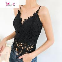 水溶蕾丝吊带背心女外穿网红性感显胸V领带胸垫内衣一体文胸 FISH BASKET胸罩