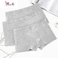 灰色内裤男棉男士潮流个性骚平角裤男生色学生高中生男内裤灰 FISH BASKET