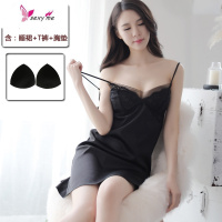 睡裙女夏吊带冰丝性感睡衣带胸垫可外穿私房蕾惑床上短裙 FISH BASKET