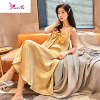 冰丝吊带睡裙女夏少女甜美可爱公主风网红长款过膝很仙的睡衣长裙 FISH BASKET