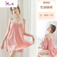 性感睡裙女夏季薄款涤纶诱惑睡衣绑带侧开衩私房床上 FISH BASKET