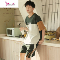 睡衣女睡裙短袖棉两件男可爱外穿服薄款 FISH BASKET