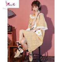 睡裙女夏棉可爱公主风宫廷长款过膝半袖日系甜美宽松可外穿睡衣 FISH BASKET