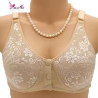 老人文胸前扣无钢圈棉布胸罩通用中年妈妈奶奶夏季薄透气内衣女 FISH BASKET胸罩