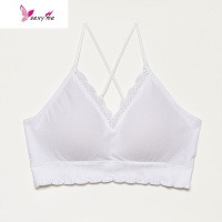 螺纹棉质背心款无钢圈内衣女蕾丝边细肩带文胸免扣舒适胸罩 FISH BASKET胸罩