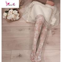 晚晚智熏玫瑰蔷薇花朵日系复古蕾丝法式丝袜超仙白色连裤袜女 FISH BASKET丝袜