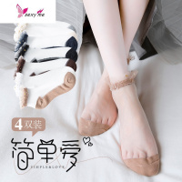 亮丝/银葱/珠光袜子女短袜玻璃丝水晶袜ins潮透明棉底网纱夏季薄款夏天 FISH BASKET丝袜/打底袜/袜丝袜