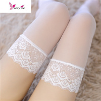 过膝袜子长筒防滑女日系花边萝莉软妹可爱甜美大腿黑白色丝袜 FISH BASKET丝袜