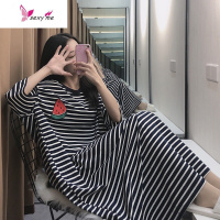 睡裙女夏季薄款棉长款过膝超长裙脚踝大码胖mm可爱夏天棉睡衣 FISH BASKET