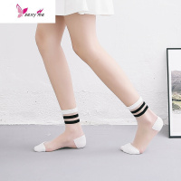 4双袜子女夏天薄款透明蕾丝日系韩国冰丝玻璃丝短袜水晶中筒袜潮 FISH BASKET袜子