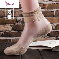 日系薄款蕾丝花边袜子女丝袜短袜棉底丝袜韩国水晶袜中筒玻璃丝袜 FISH BASKET袜子