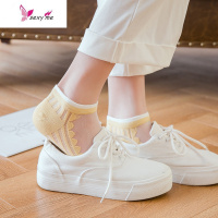 袜子女夏季薄款日系水晶玻璃丝袜短袜浅口船袜透明丝袜棉底女潮袜 FISH BASKET丝袜