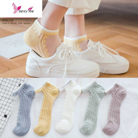 袜子女短袜浅口ins潮夏天薄款花边蕾丝夏季水晶玻璃丝隐形棉船袜 FISH BASKET袜子
