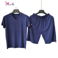 男士睡衣夏薄款宽松莫代尔大码可外穿青年冰丝短袖短裤家居服 FISH BASKET