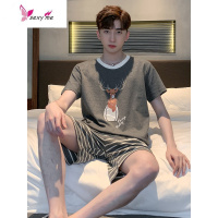 睡衣男士夏季短袖棉可爱吊萌卡通鹿大码棉大码韩版家居服 FISH BASKET