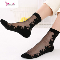 袜子女夏季款玻璃丝袜短黑色袜子女中筒棉底丝袜薄款肉色厚丝袜 FISH BASKET袜子