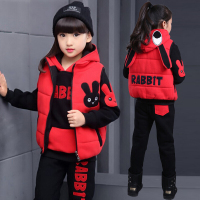 童装2018冬季新款韩版洋气女童冬装套装加绒加厚小女孩衣服中大童女装儿童服装三件套