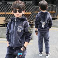 童装男童秋冬装套装2018新款儿童男孩洋气金丝绒卫衣冬季韩版潮衣