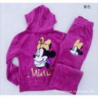 童装女童2015新款儿童套装春秋款中大童女装春季女孩天鹅绒运动服