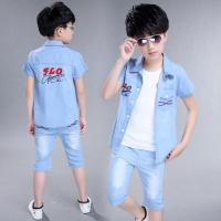 童装男童夏装牛仔套装2017新款儿童短袖T恤中大童夏季纯棉两件套
