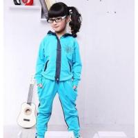 童装女童加厚加大春秋装秋款外套新款韩版中大童二件套装牛仔拼接