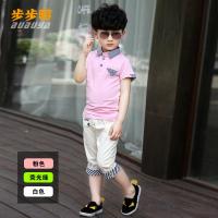 童装男童夏装套装儿童夏款小中大童男装夏季纯棉立领两件套男孩潮
