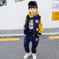 儿童金丝绒套装男童三件套3-4-5-6岁冬款加绒加厚双面绒7休闲卡通