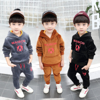 儿童金丝绒男孩帅气3套装加绒加厚6岁2018新款冬季狗头两件套休闲