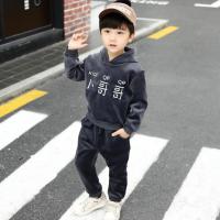 儿童男孩金丝绒套装2018新款冬加厚加绒小哥哥帅气休闲男童女运动