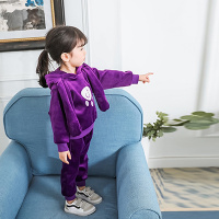 儿童女孩套装抖音同款2018秋季新款金丝绒女宝宝洋气休闲两件套厚