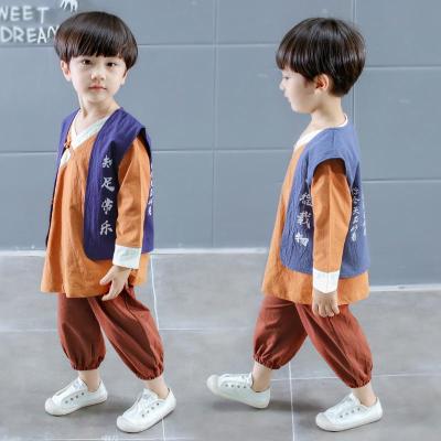 儿童男孩中国风汉服2018秋季新款7岁民族服禅和尚功夫套装纯棉服