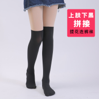 夏季薄款儿童拼接丝袜女童连裤袜假高筒过膝长筒袜时尚宝宝打底袜
