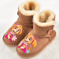 羊皮毛一体女童雪地靴2018新款冬季真皮儿童靴子保暖卡通宝宝棉靴