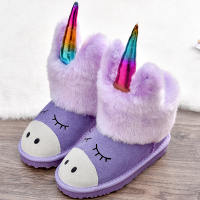儿童雪地靴女2018冬季新款童鞋真皮女童加厚保暖童靴女孩宝宝棉靴