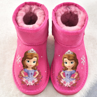 羊皮毛一体雪地靴2018冬新款真皮女童短靴卡通宝宝棉靴小女孩靴子